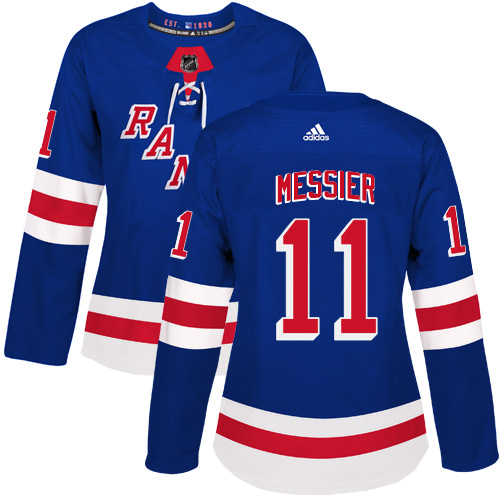 Adidas New York Rangers #11 Mark Messier Royal Blue Home Authentic Women Stitched NHL Jersey